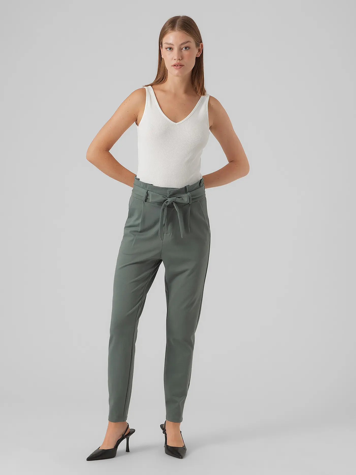 VERO MODA | Highwaist Hose  Loose Fit VMEVA | dunkelgrün